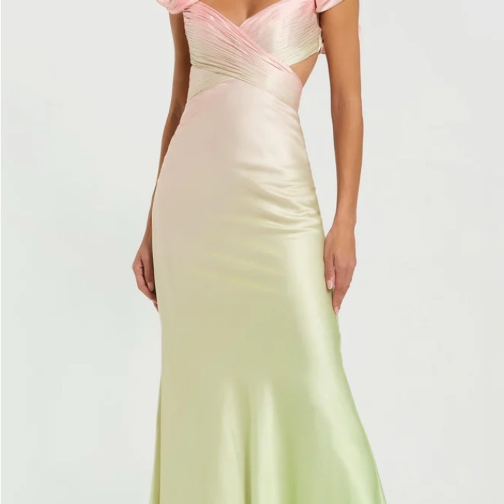 Mac Duggal Pink and Green Sweetheart Gown